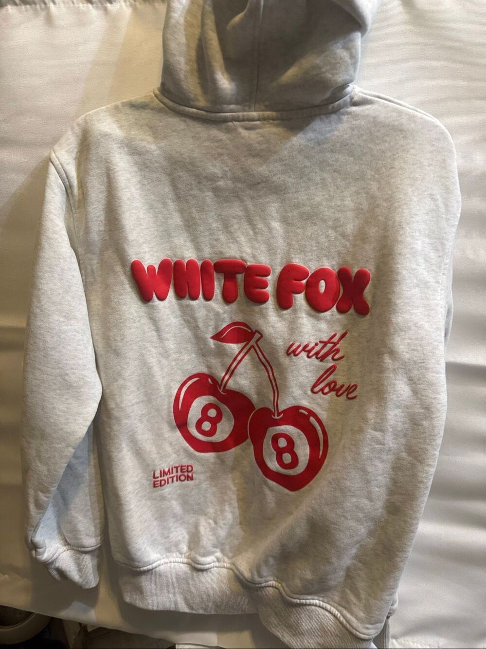 White Fox Womens Vol.3 Puff Print Graphic Oversized Pullover Hoodie Gray XXS/XS